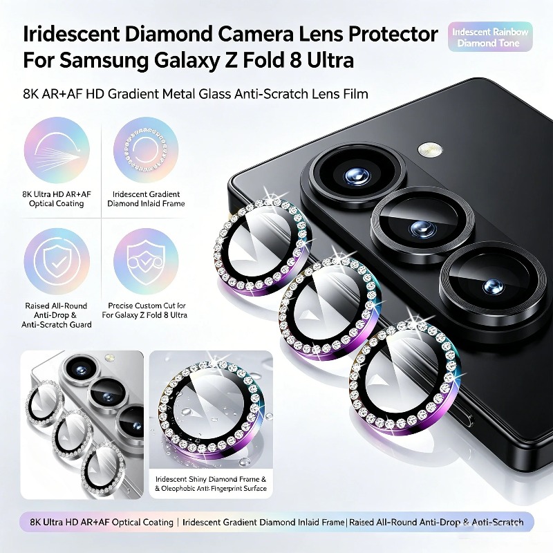 Tempered Glass Screen 9H - 3D Sparkling Rhinestone 9H Lens Tempered