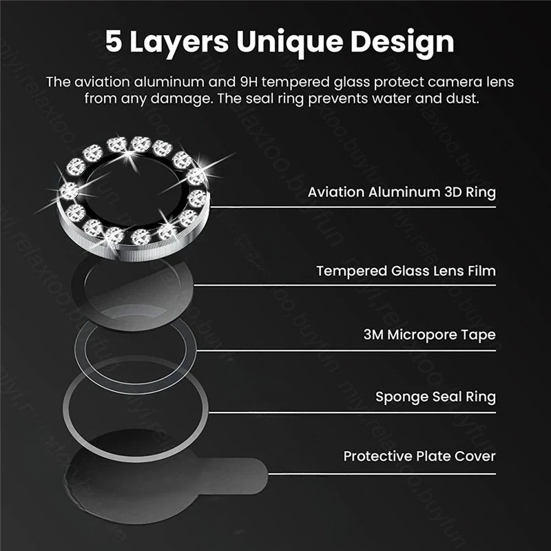3D Sparkling Rhinestone 9H Len - Tempered Glass Screen 9H recension och pris